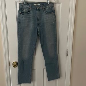 Joe’s high rise straight ankle jeans with frayed bottoms